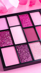 Pink Eyeshadow Palette Makeup with Glitter and Shimmers for Beauty Glamour