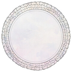 少女漫画風の三重フリルレース飾り枠・丸