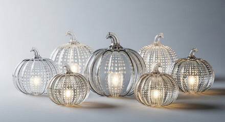 Illuminated glass pumpkins for festive autumn decor