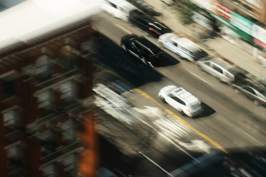 Cars Driving on Street in New York City