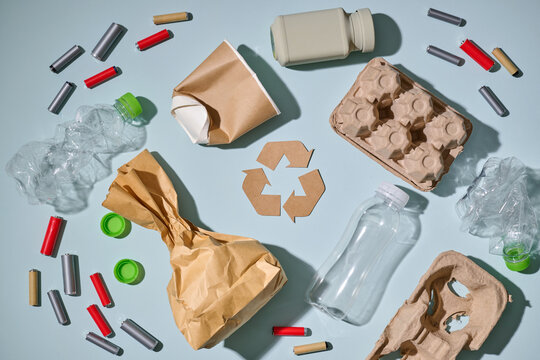 Recycling concept with various waste materials