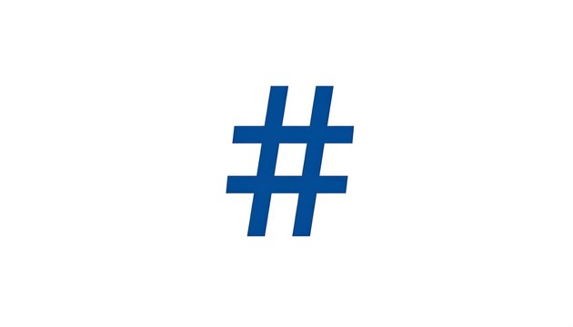 A blue hashtag symbol rendered against a crisp white background, centered and simple - Powered by Adobe