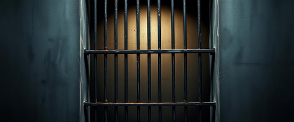 Grungy metal bars against a stark, dimly lit concrete wall, evoking a sense of confinement and imprisonment,  structure,  light