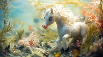 Stuffed horse in a dreamy underwater theme
