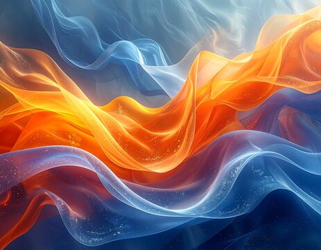 Flowing, ethereal, abstract layers of vibrant colors blend gracefully