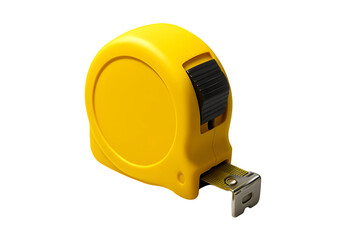 Bright Yellow Retractable Tape Measure for Construction and DIY Projects - Transparent Background Isolated Object