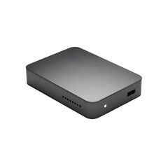 Sleek Dark USB Electronic Device with Indicator Lights - Transparent Background Isolated Object