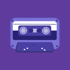 Purple cassette tape illustration with retro nostalgic aesthetic for music lovers.