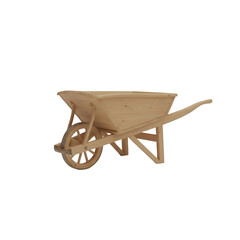 Rustic Wooden Wheelbarrow for Garden and Farm Use - Transparent Background Isolated Object
