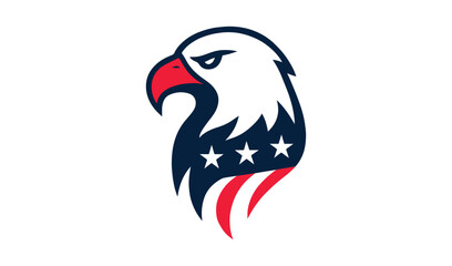 Obraz premium Stylized american bald eagle head with stars and stripes