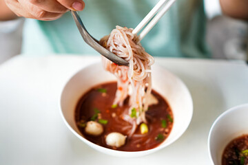 Thai Boat Noodle with Pork Soup, Homemade Style