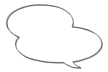  楕円形を二つ重ねた手描き風の吹き出し（横長）