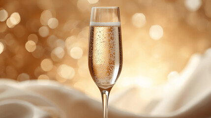 Golden Champagne Glass Defocused Lights - Elegant New Year Party Celebration Background