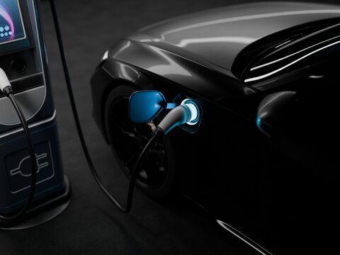 Electric vehicles charging at a charging station
