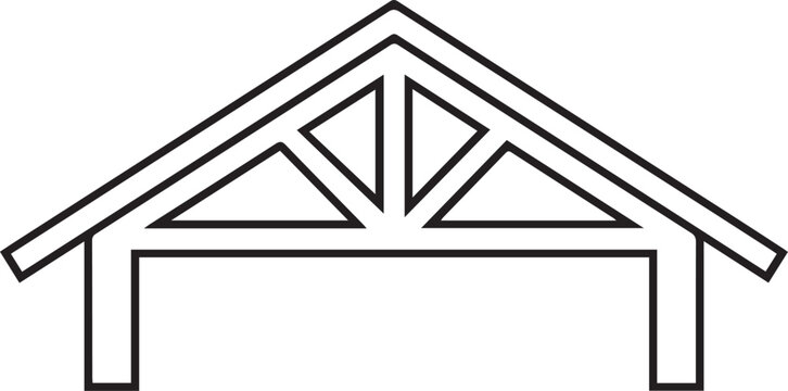 Architectural line art displaying a structural frame, perfect for engineering designs, home construction plans, and building blueprints with a modern minimal style