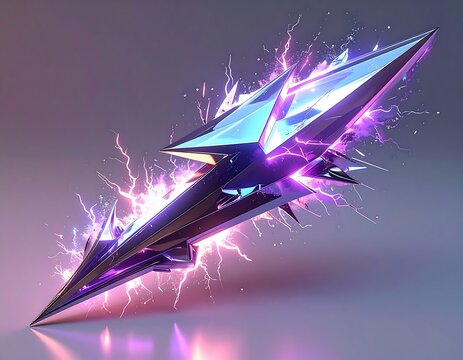 Geometric crystal lightning bolt with vibrant energy