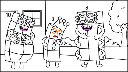 cartoon illustration of playing and joking