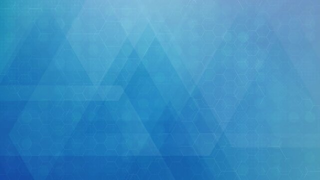 Loopable blue abstract background animation with subtle hexagonal and geometric overlay patterns creating a seamless futuristic tech backdrop