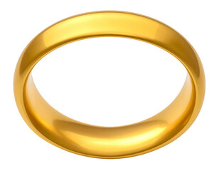 Golden wedding ring isolated on transparent background