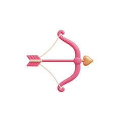 Lovely pink 3D illustration of Cupid's bow and arrow, perfect for Valentine's Day celebrations, love, and romantic designs