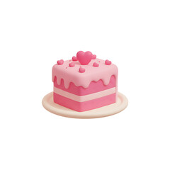 Sweet and Festive 3D Illustration Adorable Pink Square Cake with Heart Decorations, Perfect for Celebrations and Special Occasions