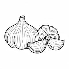 Vector illustration. Garlic Bulbs and cloves in flat design isolated on white background.