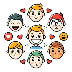 Happy Faces Vector – Cartoon Expressions of Joy for Kids and Adults