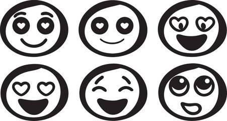 set of funny cartoon faces