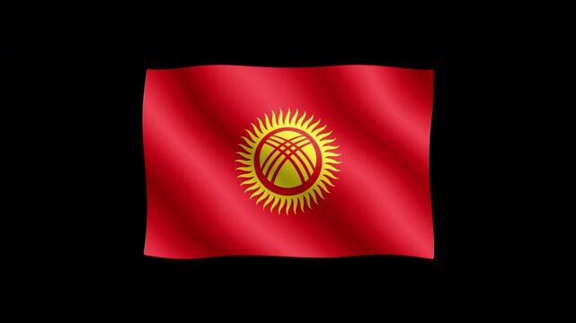 Kyrgyzstan - High quality animation of waving flag on transparent background. Seamless animation.