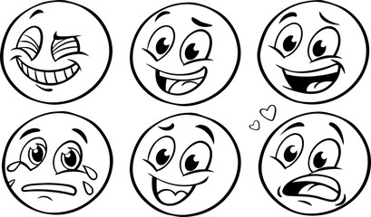 set of funny cartoon faces