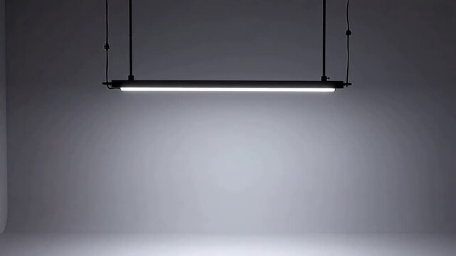 Suspended light fixture on plain wall