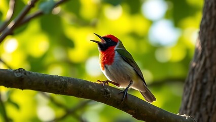 jaeger. A colorful songbird perched on a tree branch in soft morning light. wildlife magazines, conservation campaigns, designed for nature documentaries and education, used by product managers.