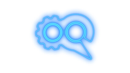 Neon plague doctor mask icon on transparent background. historical medicine, pandemic protection, and cyber security symbol