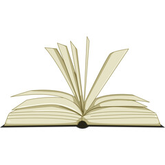 An Open Beige Book With Yellow Pages And A Black Spine On A Transparent Background Representing Knowledge And Learning