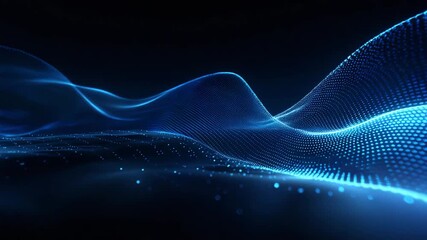 Abstract blue wave background with glowing particles, futuristic technology - Powered by Adobe
