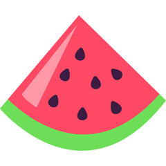 A Vibrant Slice of Watermelon With Green Rind And Dark Seeds Isolated On White Background Detailed Realistic Cartoon Illustration