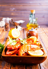 Top view of shrimps on a table