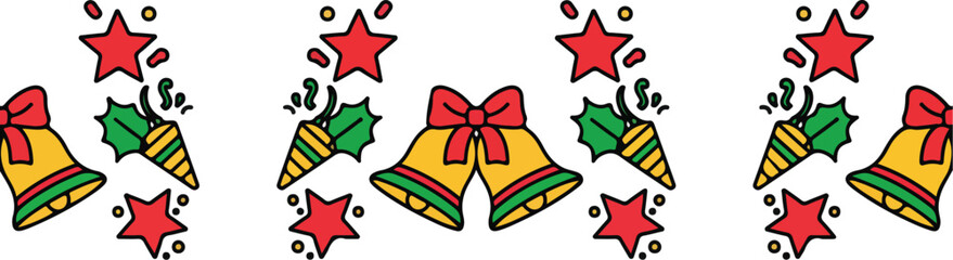 Happy New Year Elements Vector Illustration with Fireworks and Celebration Items