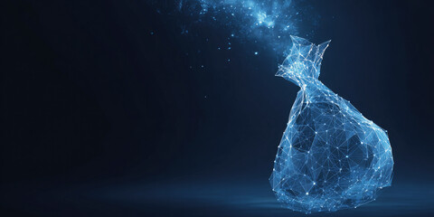 Abstract glowing blue polygonal bag