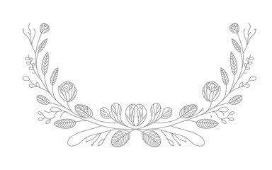 Delicate floral border with roses and leaves frame