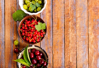 Various fresh berries in a bowls