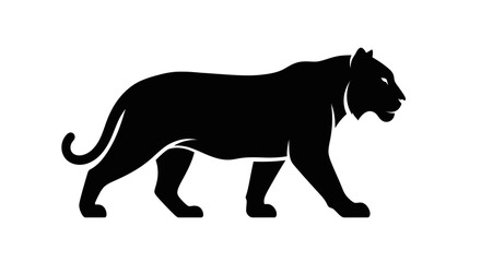 Obraz premium Silhouette of a black panther walking, isolated on white background.