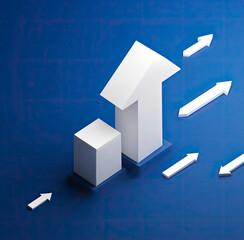 White upward arrow growth chart progress