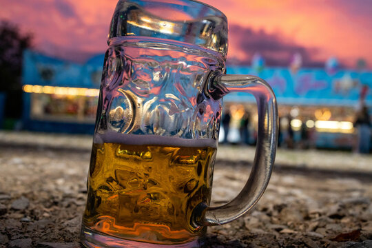 Half-empty beer liter
