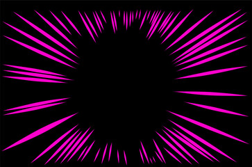 Dynamic pink speed lines radiate from the center on a black background, creating an intense comic-style burst perfect for action or energy-themed designs.