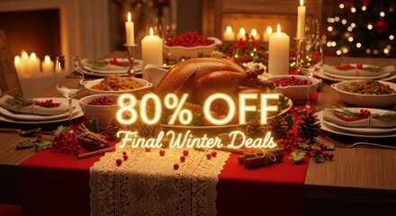 Final winter deals with 80 off on a festive table for christmas dinner
