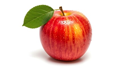 Studio shot of a perfectly fresh, glossy apple showcasing its crisp texture and brilliant coloring