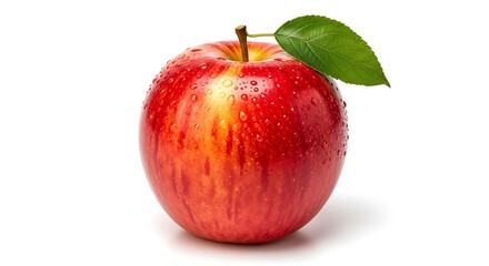 Studio shot of a perfectly fresh, glossy apple showcasing its crisp texture and brilliant coloring