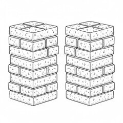 Stack of wooden pallets abstract cargo structure on white background