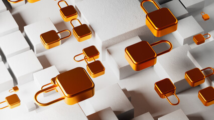 Secure environment with padlocks on an abstract 3D background